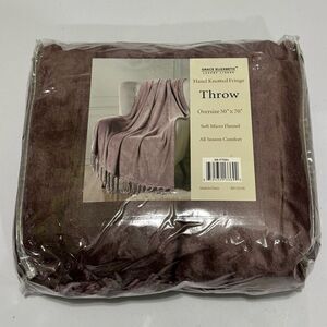 Grace Elizabeth Luxury Linens | Hand Knotted Fringe Throw Blanket | Oversize 50”